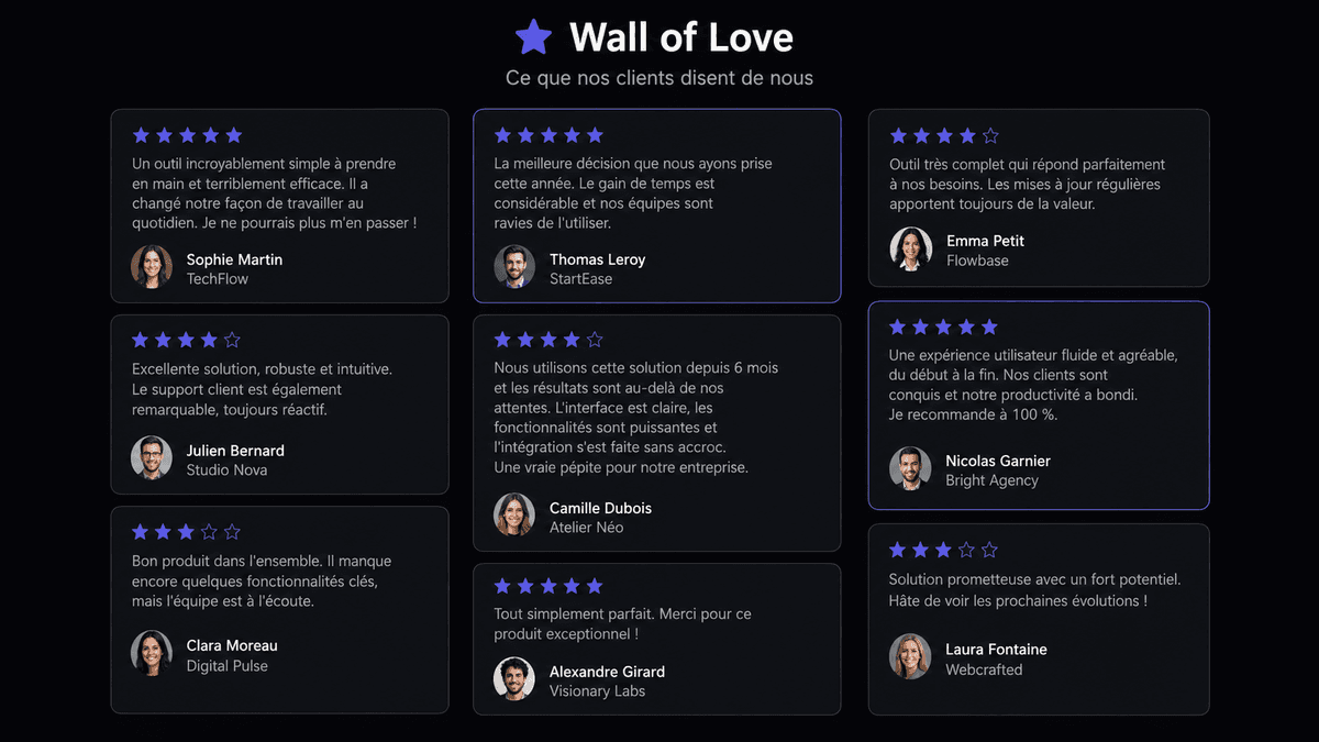Créez votre Wall of Love, sans design ni développeur